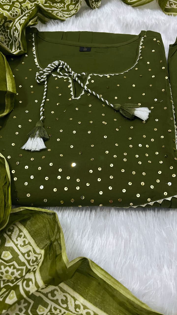 🌹🌹Pure fine Cotton fabric Kurti with Pant with cotton 100-100 Dupatta🌹🌹(PVCRD05)