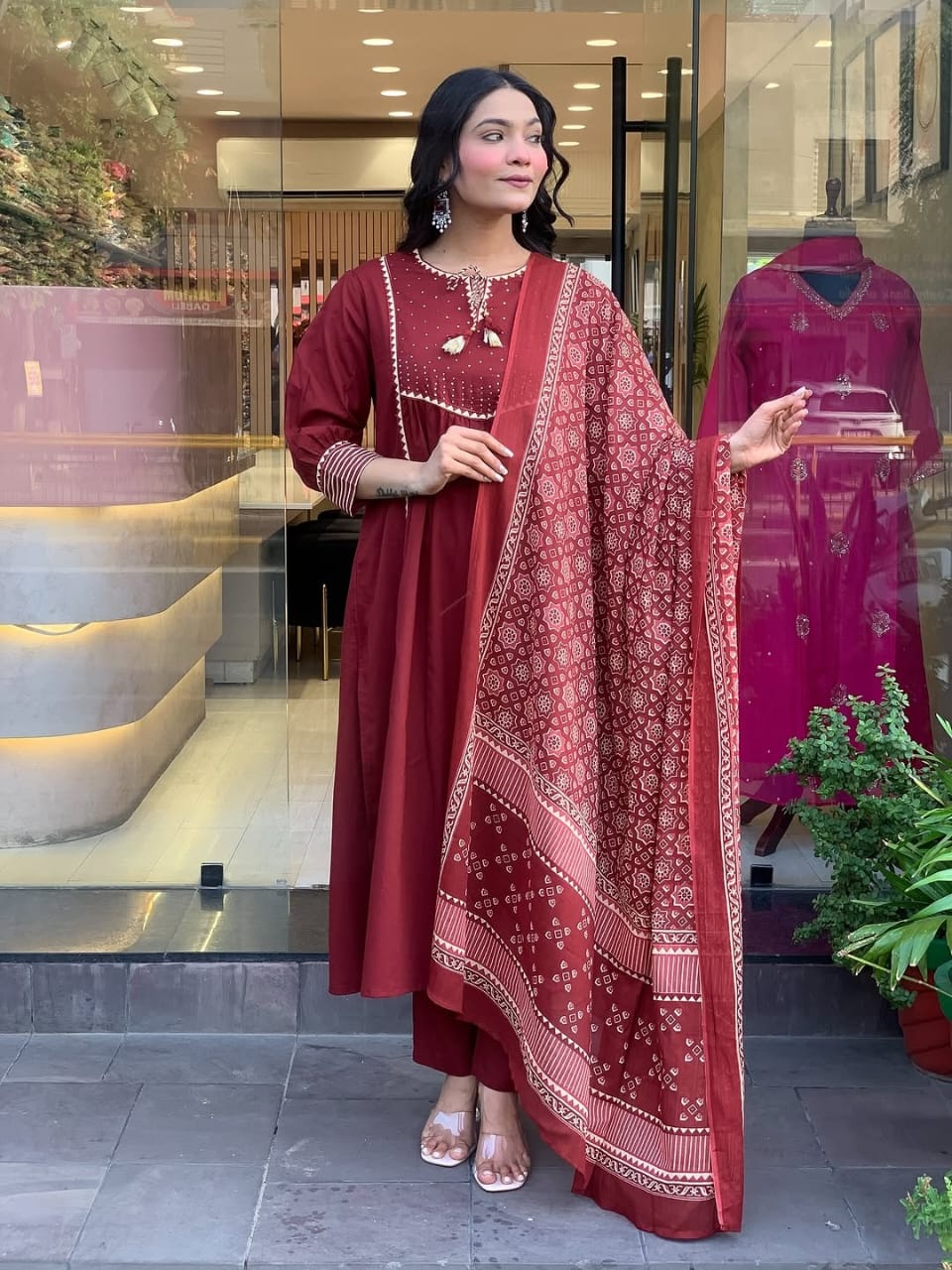 🌹🌹Pure fine Cotton fabric Kurti with Pant with cotton 100-100 Dupatta🌹🌹(PVCRD03)