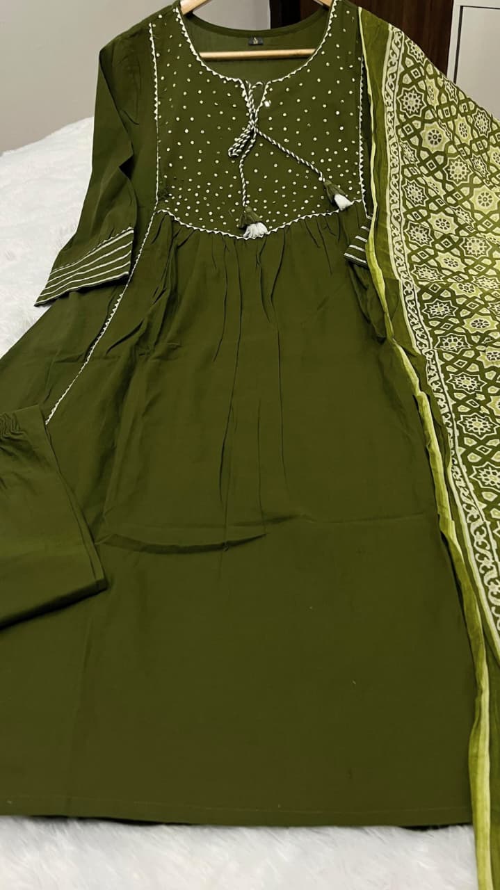 🌹🌹Pure fine Cotton fabric Kurti with Pant with cotton 100-100 Dupatta🌹🌹(PVCRD05)