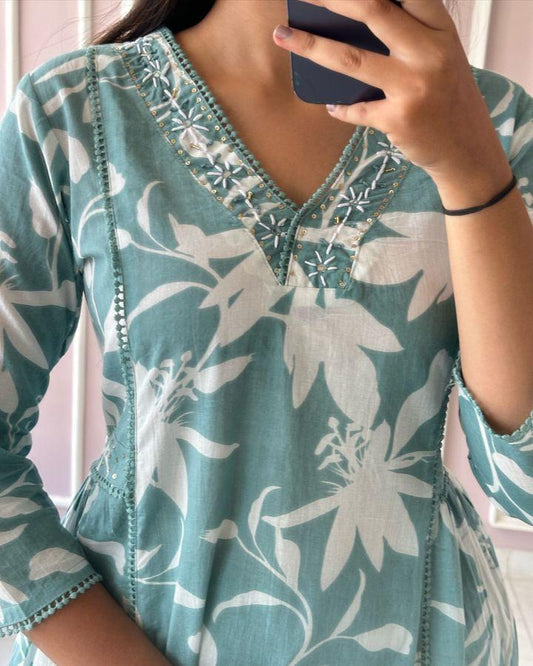New smart casual Cotton Kurti set ☘️☘️ (PVCD14)