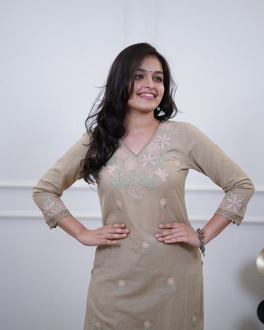 Pure Cotton Slub Kurta Pant plazo in Beautiful Must Have in Your Wardrobe (PVCD23)
