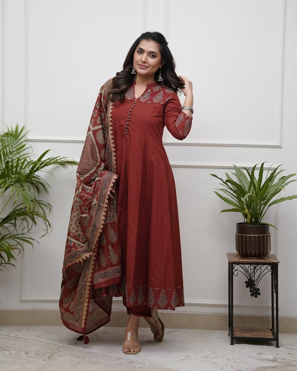 Women's printed cotton & kurta pant or dupatta set(PVCRD65)
