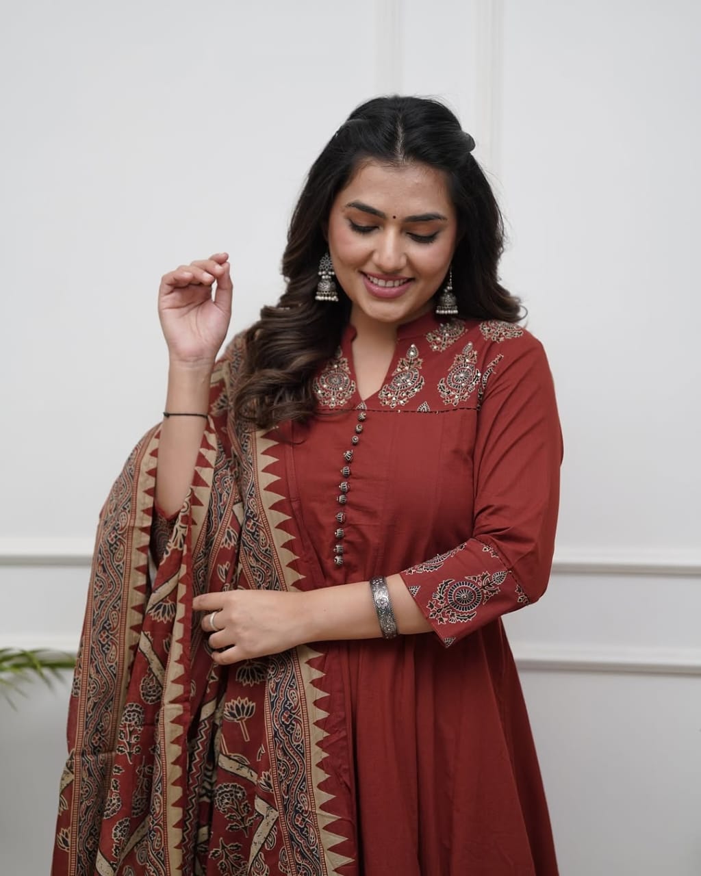 Women's printed cotton & kurta pant or dupatta set(PVCRD65)