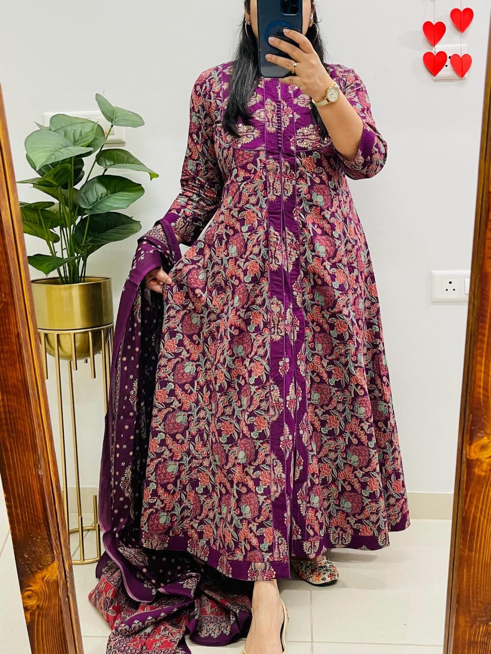 Women's printed cotton & kurta & pant or dupatta set kurti in full sleeves (PVCRD63)