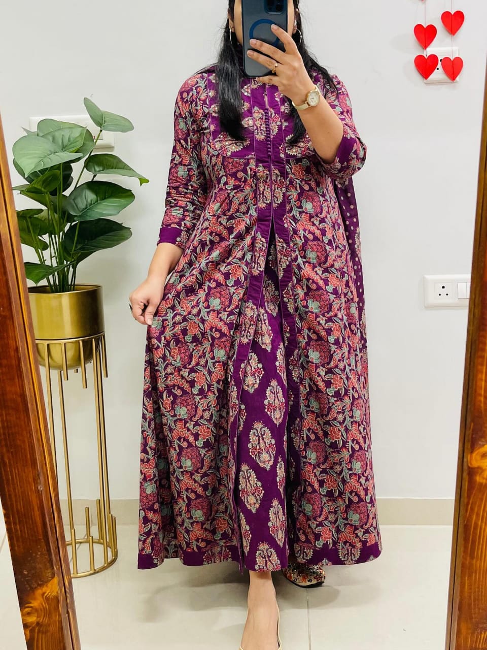 Women's printed cotton & kurta & pant or dupatta set kurti in full sleeves (PVCRD63)