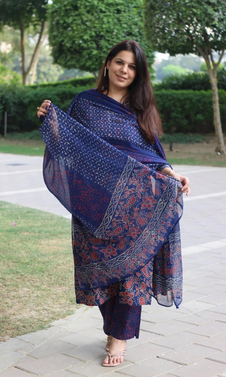Pure fine Cotton fabric Kurti with Pant with cotton 100-100 Dupatta (PVCRD73)