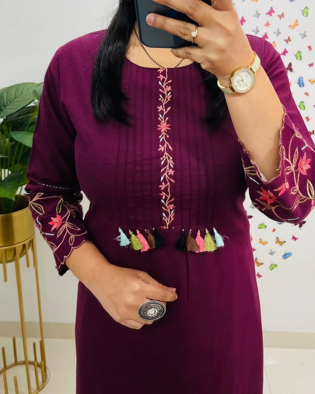 Pure fine Cotton fabric Embroidery Work Kurti with Pant with cotton 100-100(PVCD48)