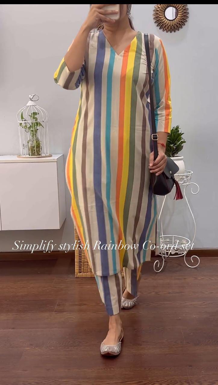 New rainbow 🌈beige co-ord set (PVCD49)