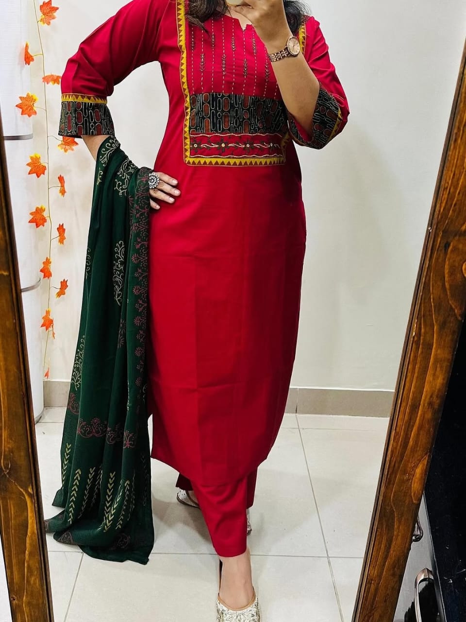 Pure fine Cotton fabric Kurti with Pant with cotton 100-100 Dupatta(PVCR109)