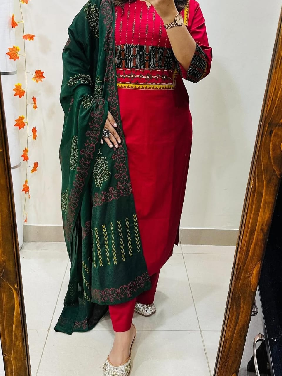 Pure fine Cotton fabric Kurti with Pant with cotton 100-100 Dupatta(PVCR109)
