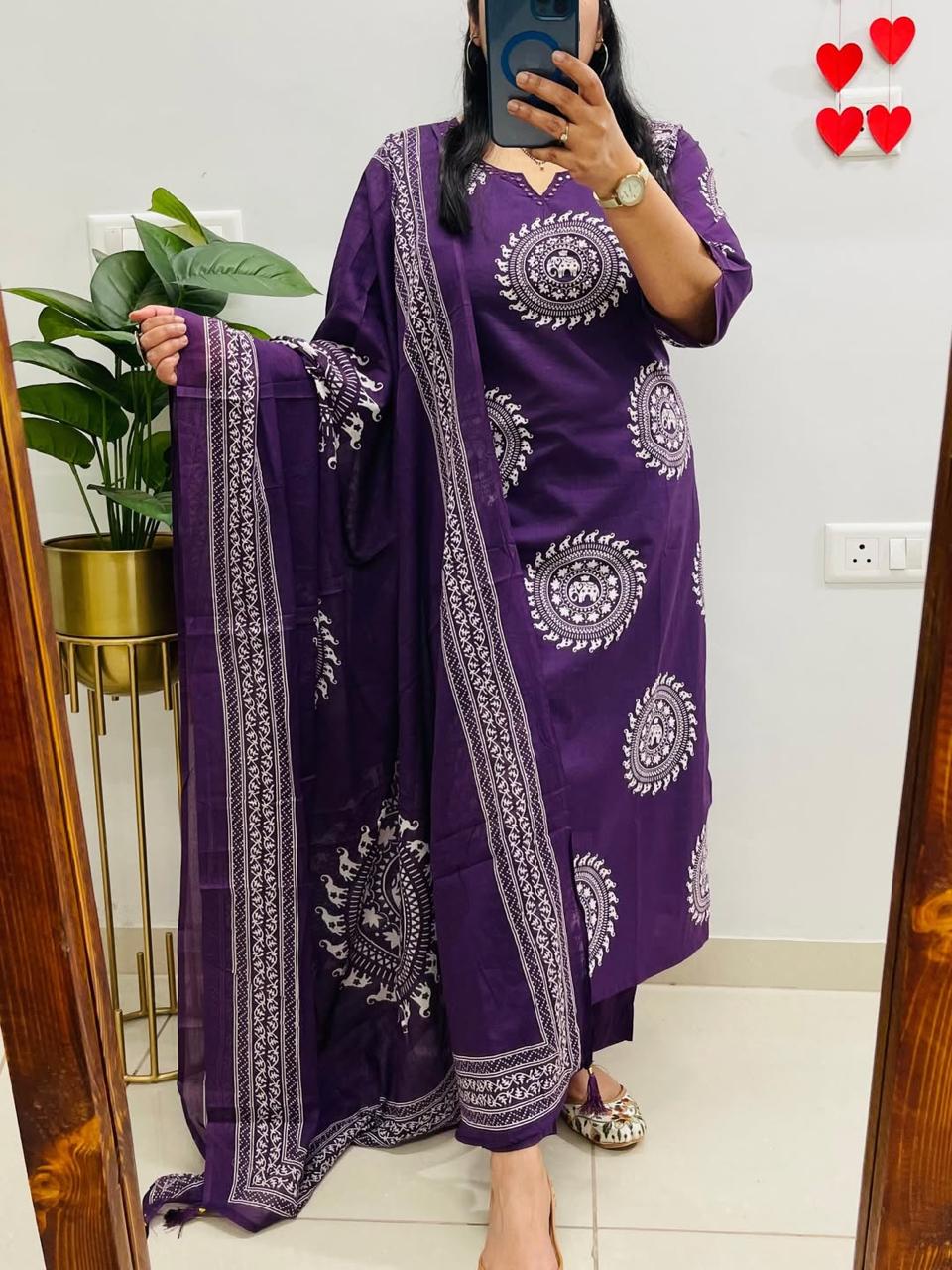 Pure fine Cotton fabric Embroidery Work Kurti with Pant with cotton (PVCRD142)