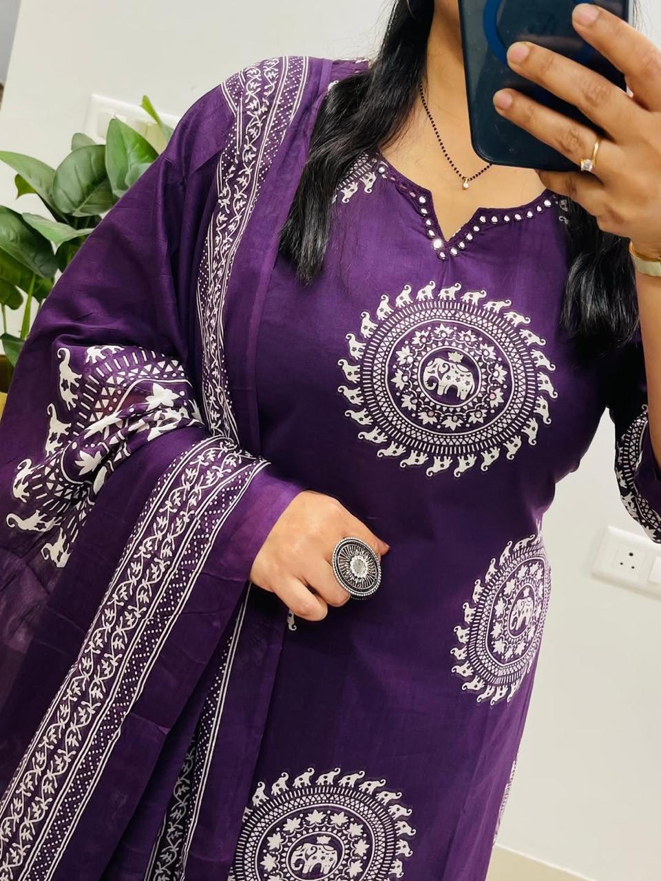 Pure fine Cotton fabric Embroidery Work Kurti with Pant with cotton (PVCRD142)