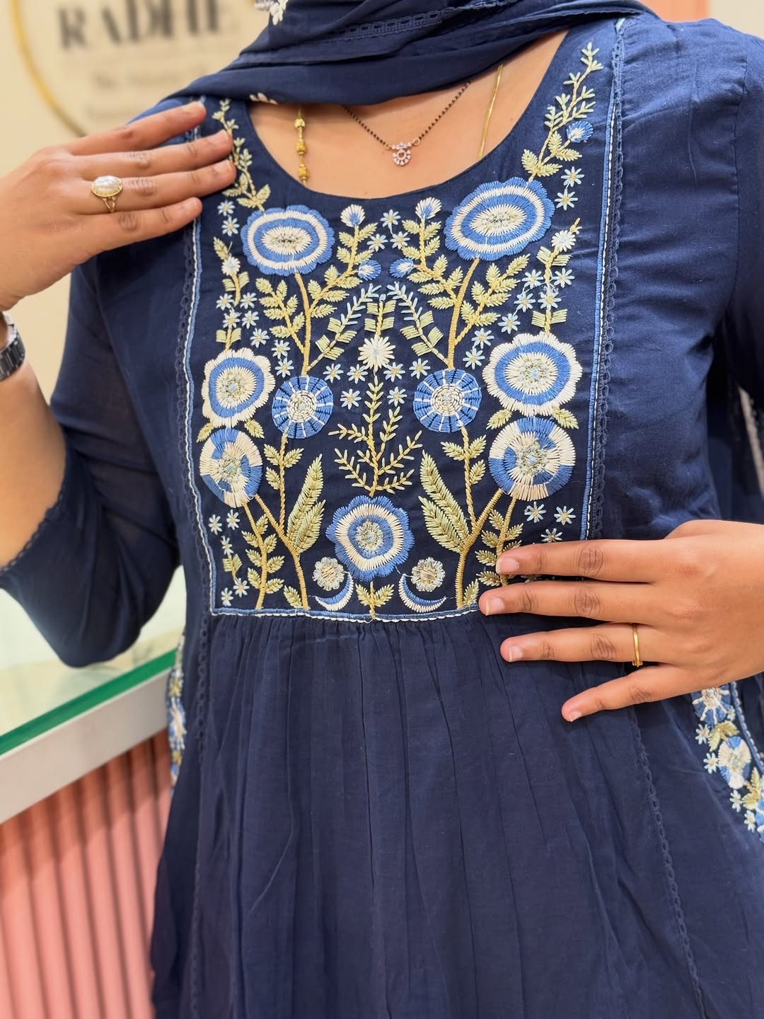 Pure fine Cotton fabric Embroidery Work Kurti with Pant with cotton (PVCRD145)