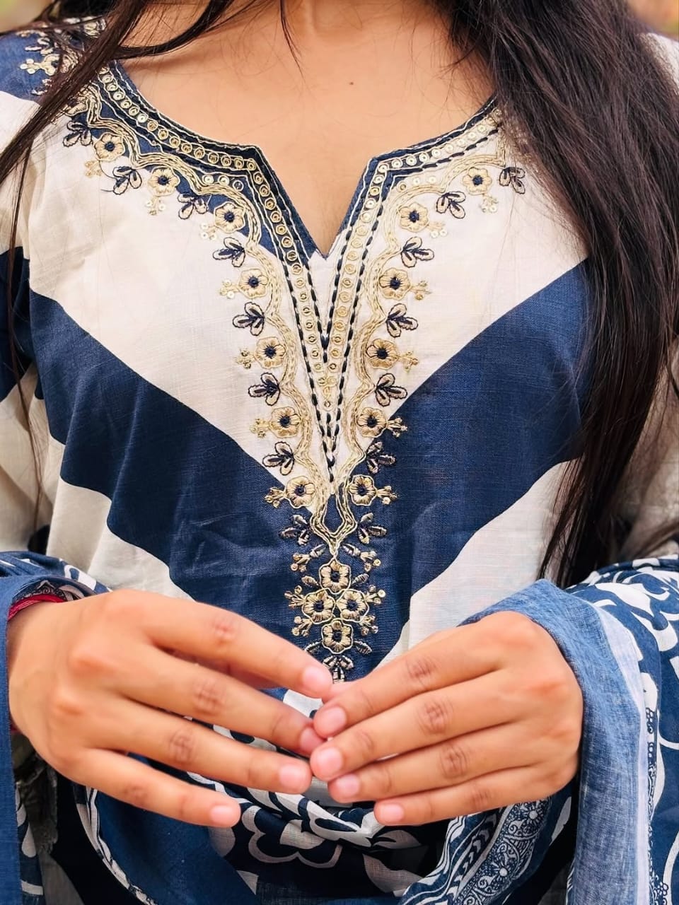 Pure fine Cotton fabric Embroidery Work Kurti with Pant with cotton (PVCRD146)