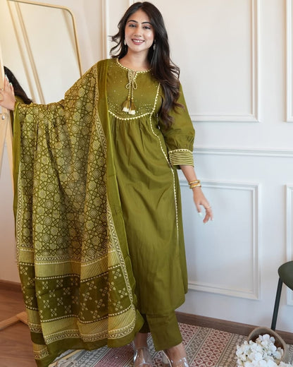 🌹🌹Pure fine Cotton fabric  Kurti with Pant with cotton 100-100 Dupatta🌹🌹(PVCRD05)