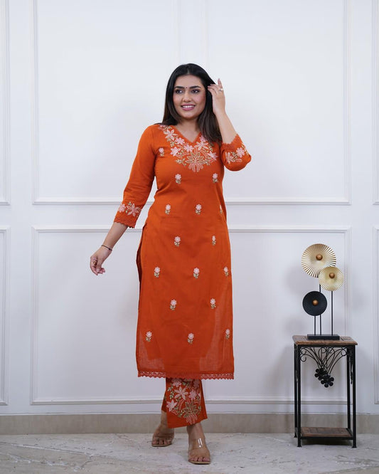 Pure Cotton Slub Kurta Pant plazo in Beautiful Must Have in Your Wardrobe (PVCD22)