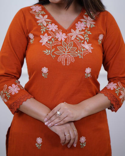 Pure Cotton Slub Kurta Pant plazo in Beautiful Must Have in Your Wardrobe (PVCD22)