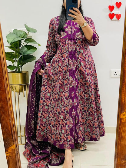 Women's printed cotton & kurta &  pant or dupatta set &nbsp;kurti in full sleeves (PVCRD63)