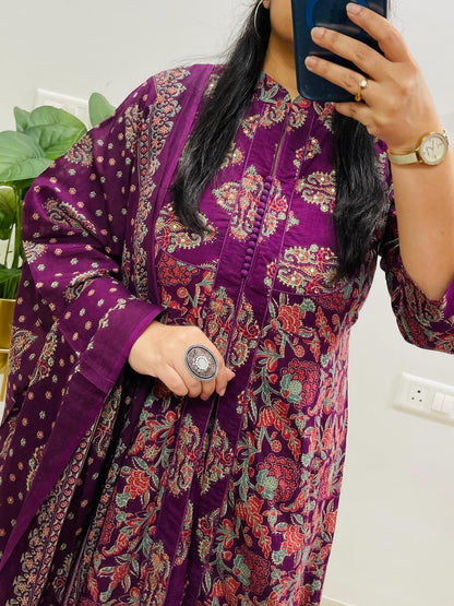 Women's printed cotton & kurta &  pant or dupatta set &nbsp;kurti in full sleeves (PVCRD63)