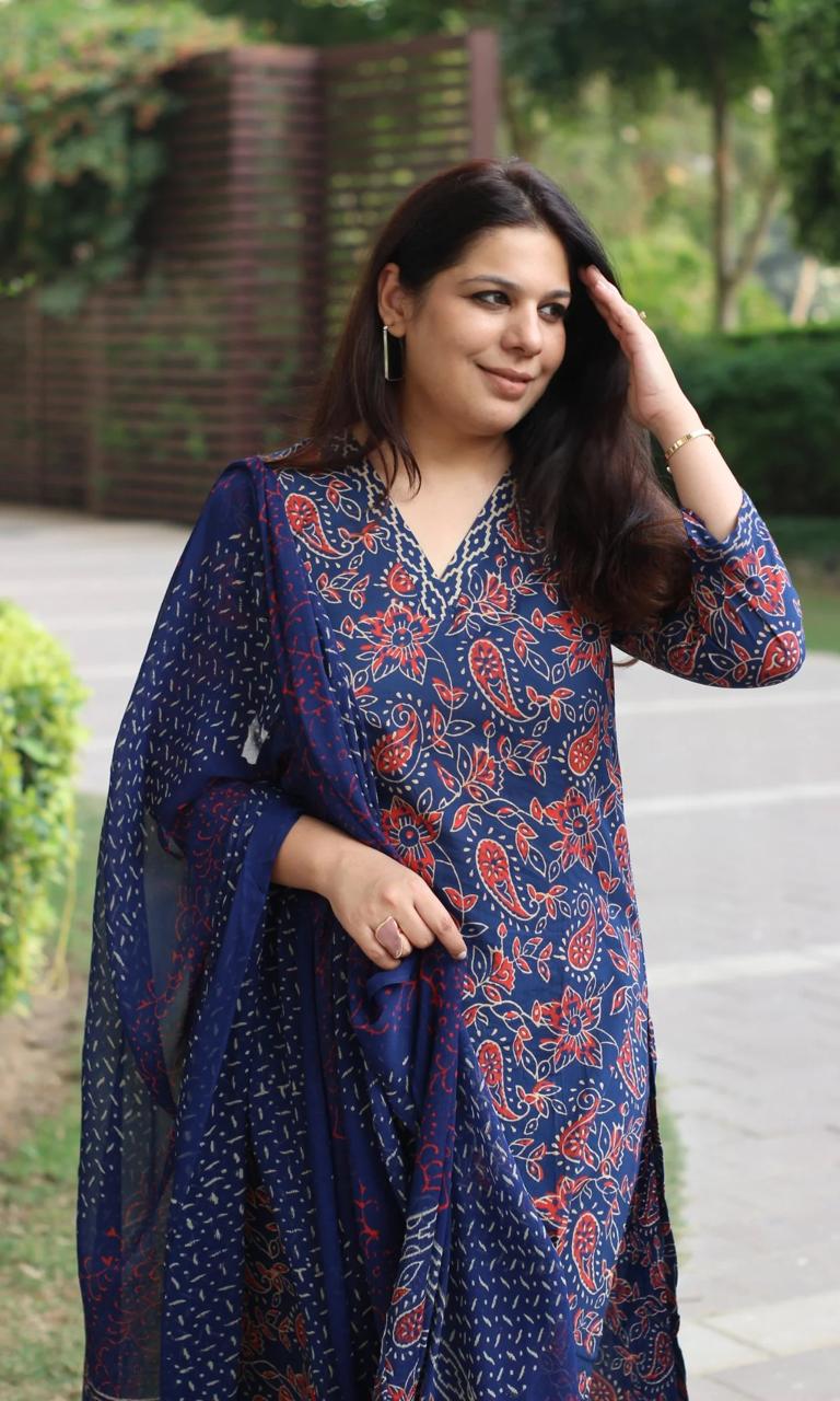 Pure fine Cotton fabric Kurti with Pant with cotton 100-100 Dupatta (PVCRD73)