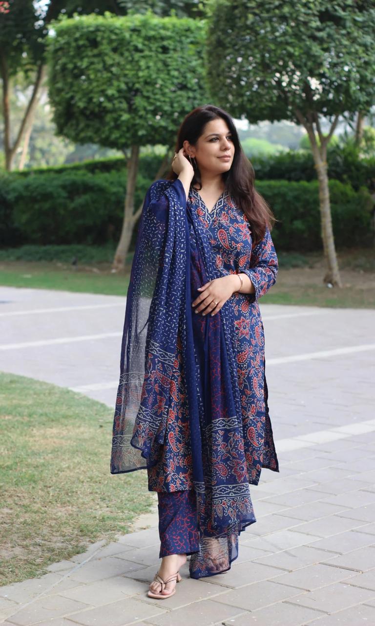 Pure fine Cotton fabric Kurti with Pant with cotton 100-100 Dupatta (PVCRD73)