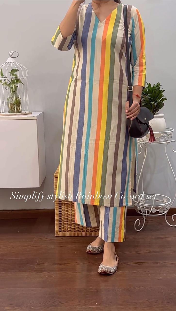 New rainbow 🌈beige co-ord set (PVCD49)