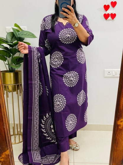 Pure fine Cotton fabric Embroidery Work Kurti with Pant with cotton  (PVCRD142)