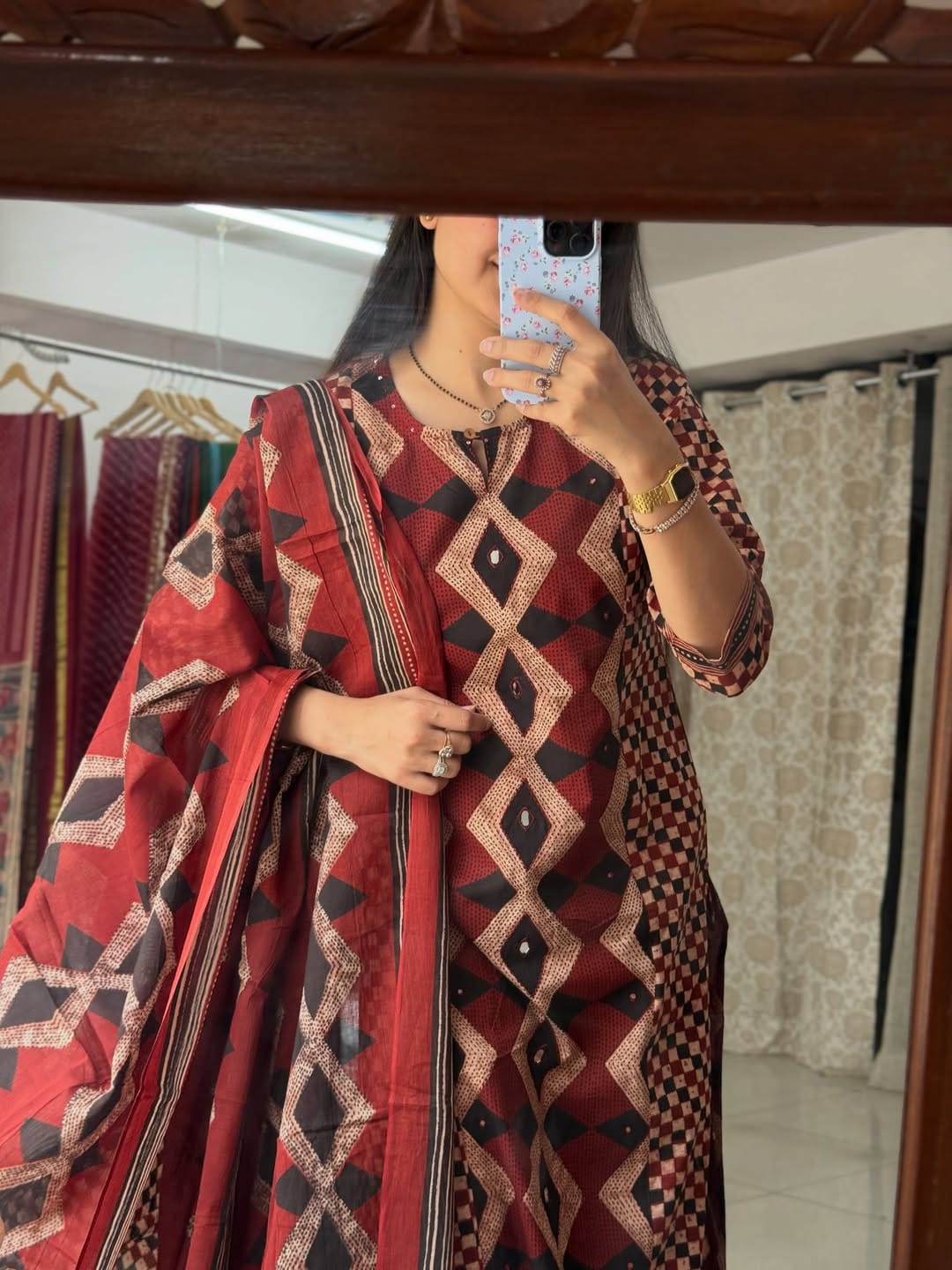 Printed Cotton Kurta with Dupatta