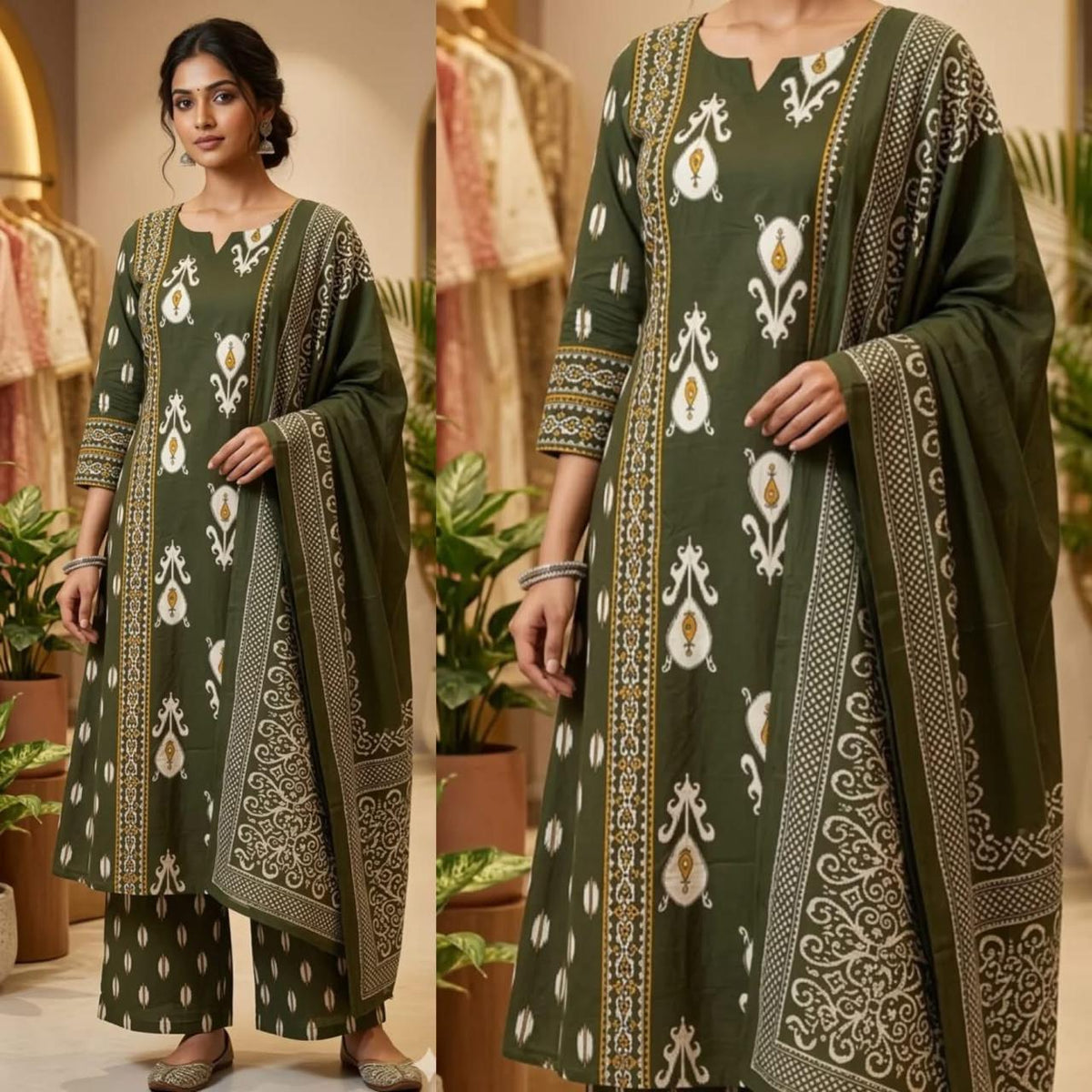 Floral Cotton Kurta Pant Set